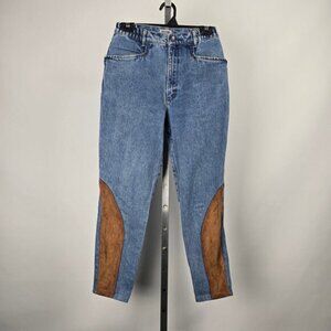 Vintage Lanmann Denim&Brown Suede High Rise Jeans Size S